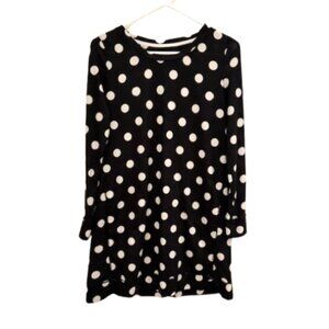 Kate Spade long sleeve black and cream polka dot tunic top.
